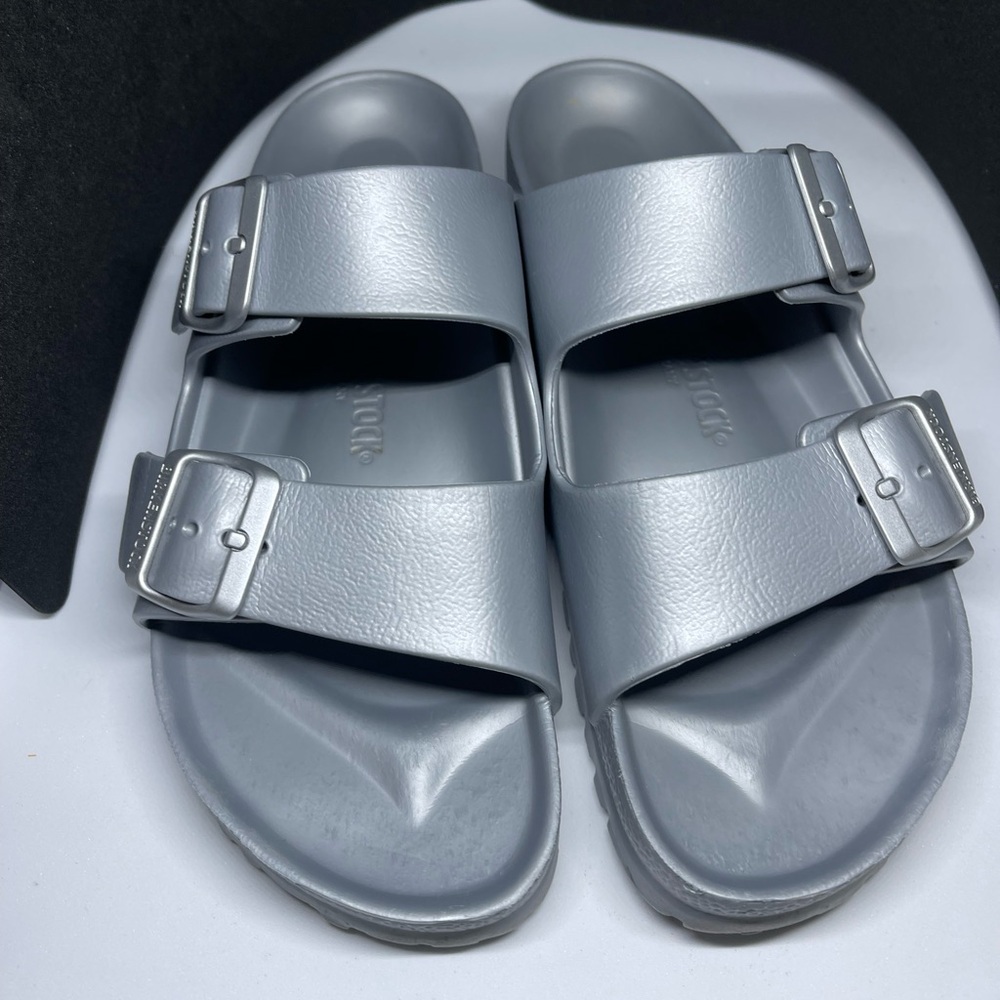 Birkenstock Arizona Essentials sandals metallic silver Waterproof not leather